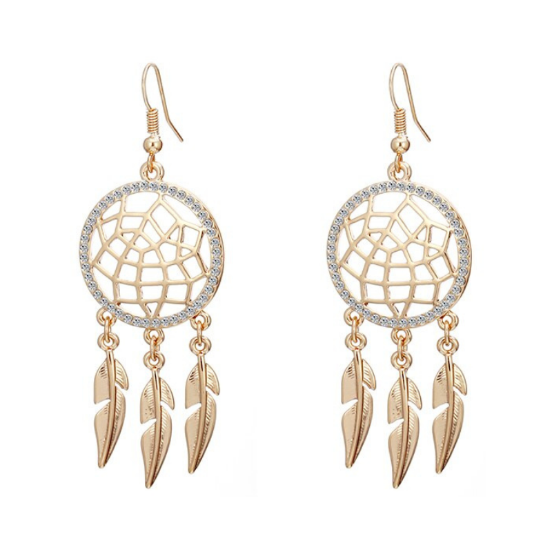 Boucle d Oreille Attrape Rêve Or