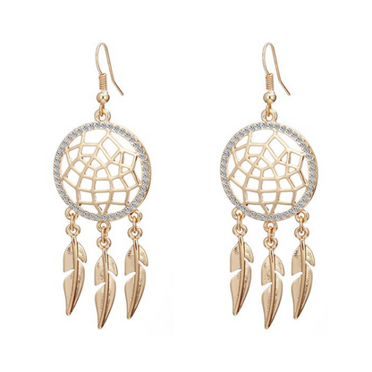 Boucle d Oreille Attrape Rêve Or