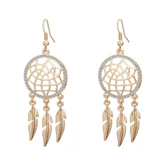 Boucle d Oreille Attrape Rêve Or