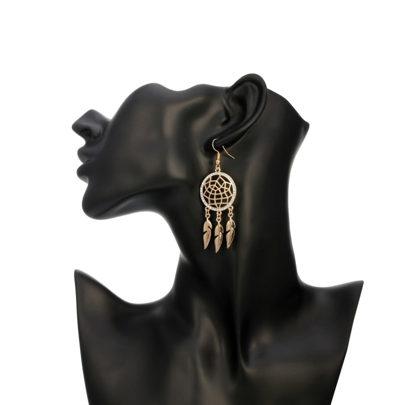Boucle d Oreille Attrape Rêve Or