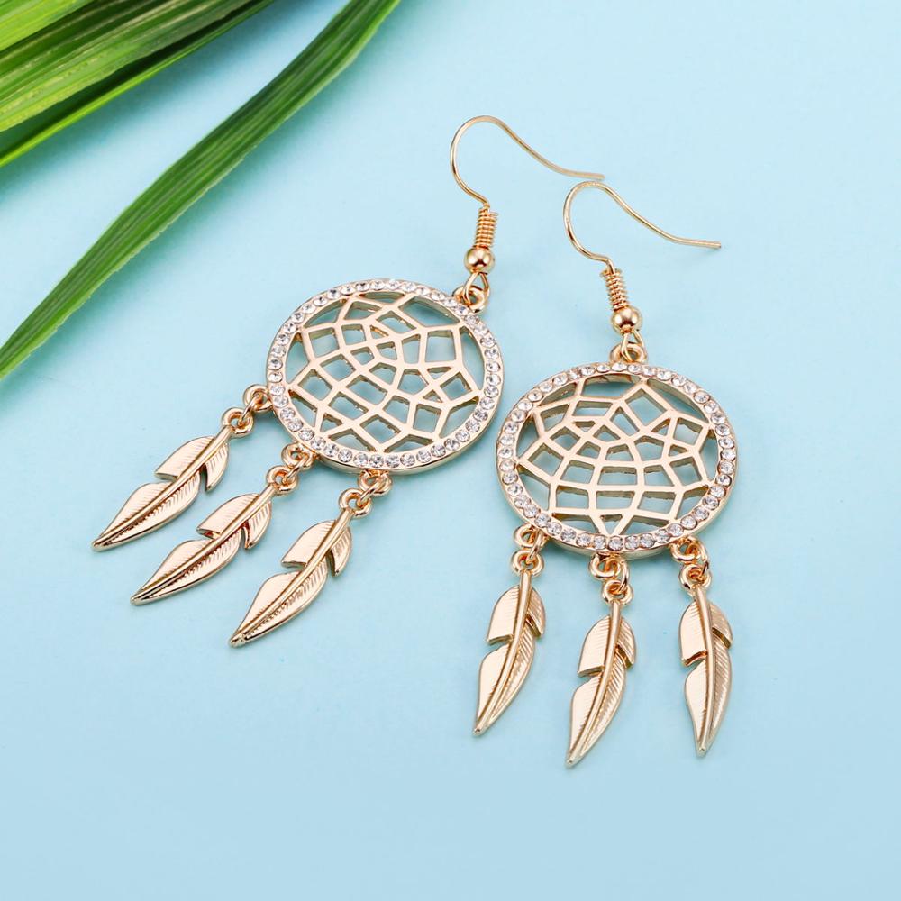 Boucle d Oreille Attrape Rêve Or