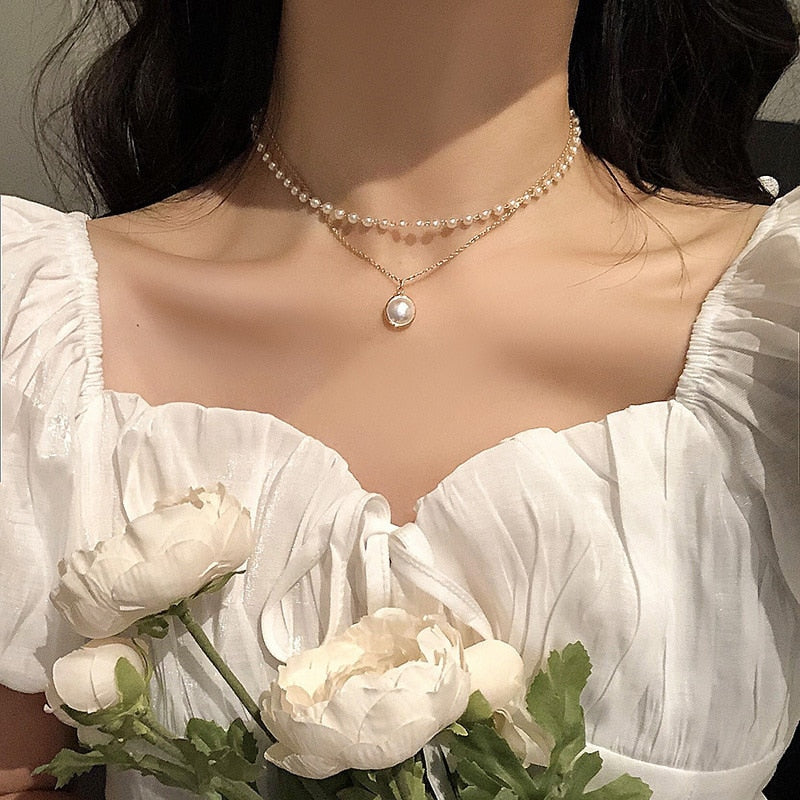 Collier Perle Blanche
