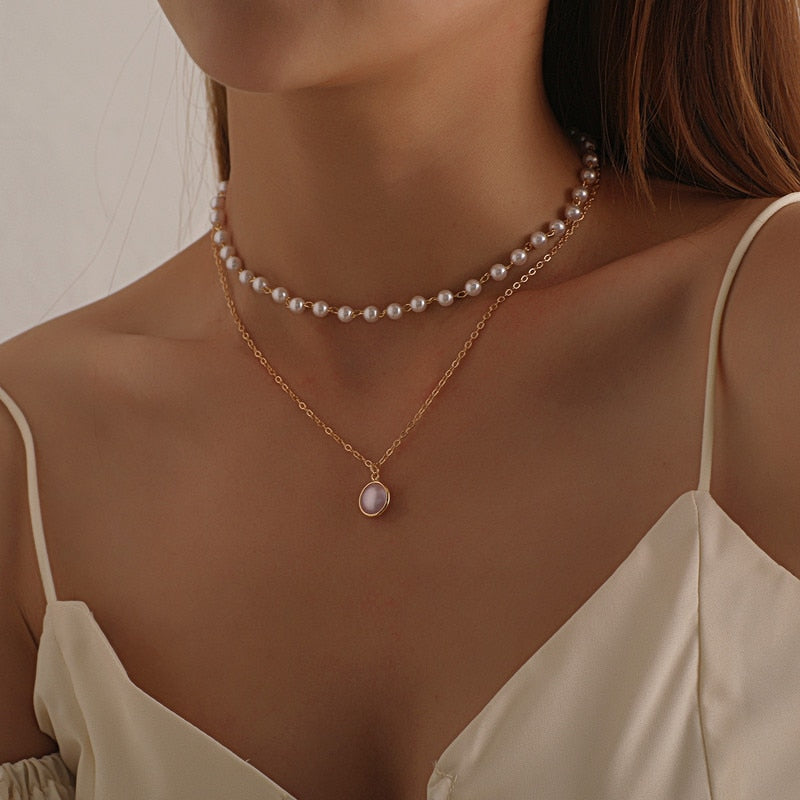 Collier Perle Blanche